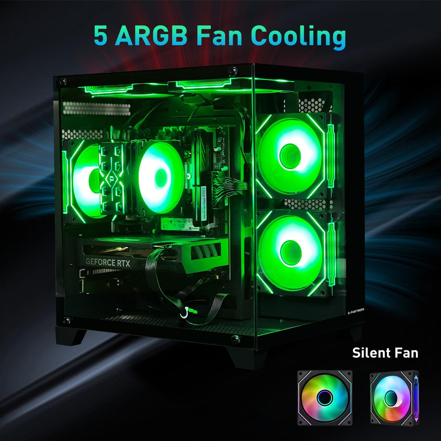 ALCPOK Gaming PC Desktop Computer,Intel Core i5 14400F Gaming Computer RTX 5060,32GB RAM 1TB SSD,ARGB Fan,Prebuilt Gaming PC Tower for Office