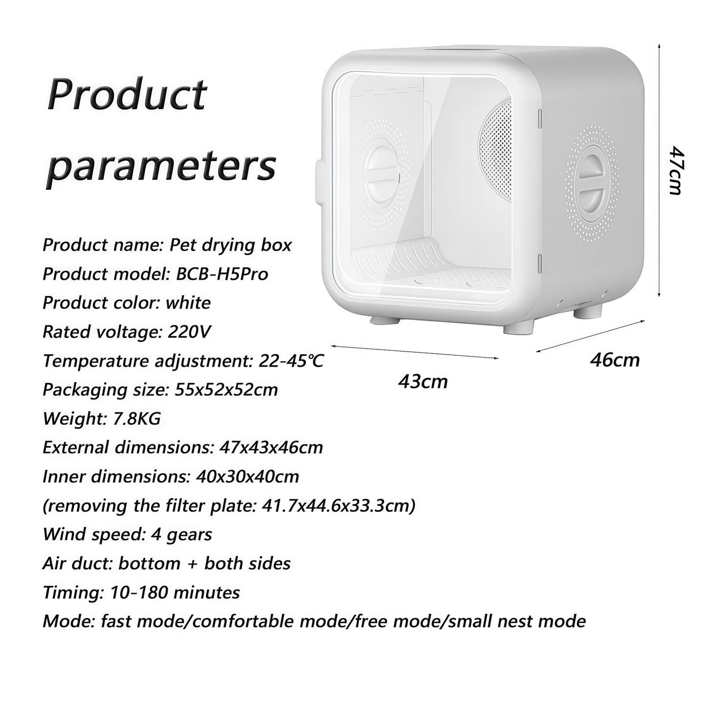 WENMEE Ultra Quiet Pet Dryer Box for Cats - Low Noise Electric Blower with Towel, Brush & Grooming Accessories