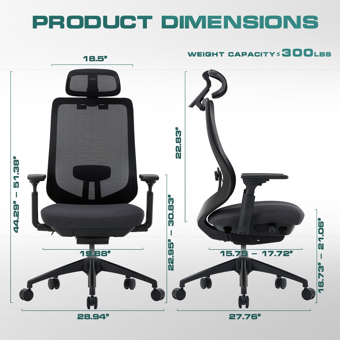 COLAMY Ergonomic Office Chair, Mesh Office Chair, High Back Office Chair, Computer Executive Desk Chair Lumbar Support with Adjustable Headrest and 4D Arms, Slide Seat, Tilt Lock-Black
