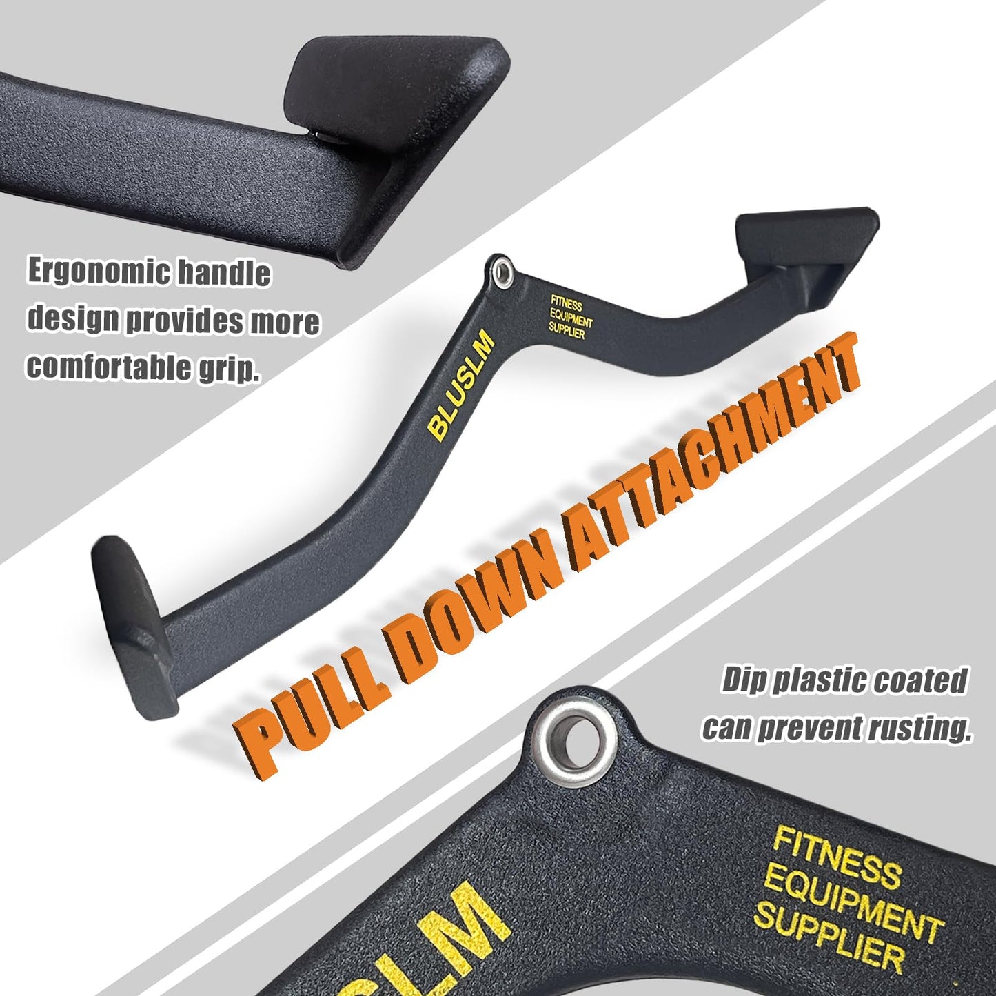BLUSLM LAT Pull Down Bar for Cable Machine, LAT Pulldown Attachments T Bar V Bar Cable Attachment, Back Tricep Bar Strength Training Handle (BL6PLUS)