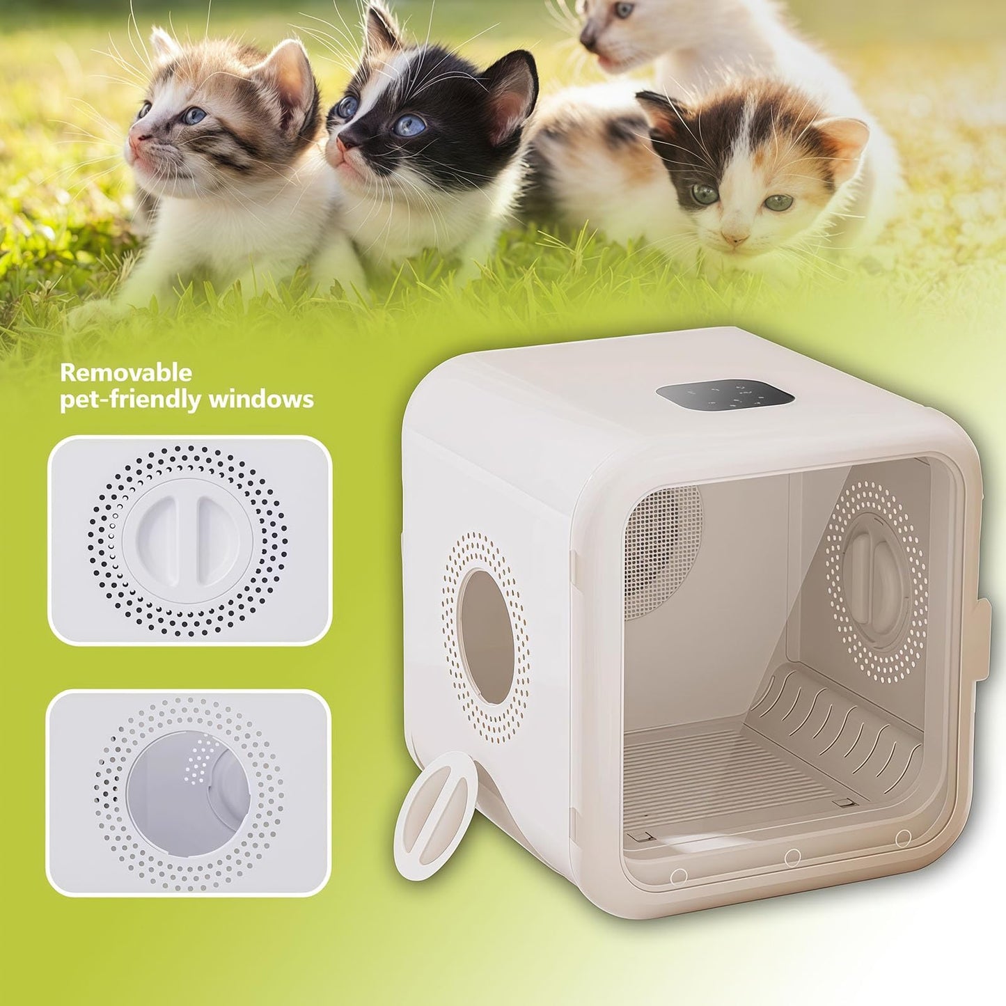 WENMEE Ultra Quiet Pet Dryer Box for Cats,35dB Low Noise Electric Grooming Blower，Energy Saving 0.3kWh/Hour