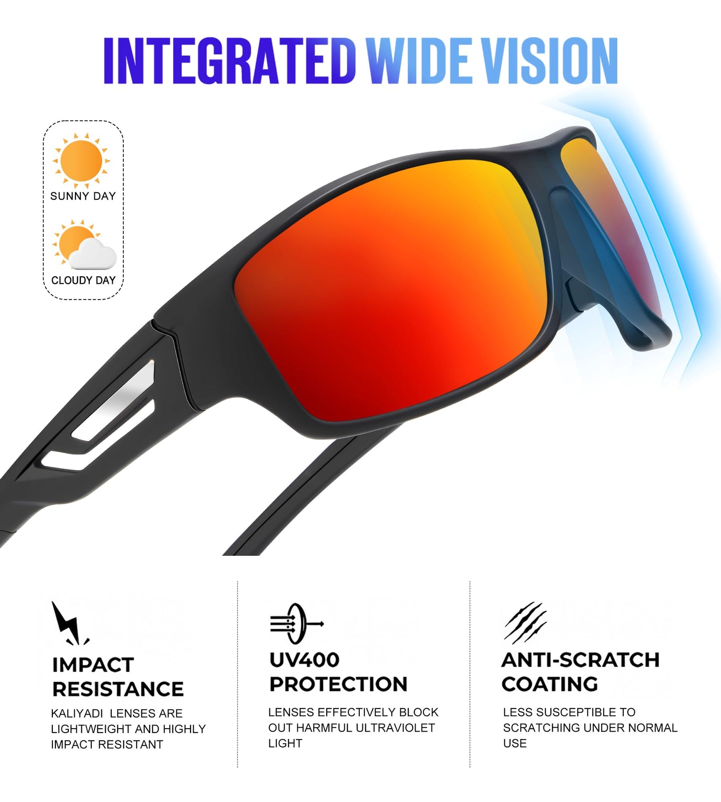 KALIYADI Sunglasses-Men Polarized Sports Sun-glasses: Mens Sunglasses Polarized UV Protection Driving Running Cycling Outdoor