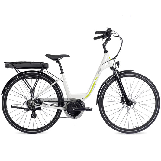 Electric Bike, Delta Cycle mDrive Ebike - 396Wh Lithium-Ion Battery, 55 Miles On Single Charge - 7 Speed Shimano Gear System, Front & Rear Disc Brakes - Safety Lights, Storage Rack & Kickstand