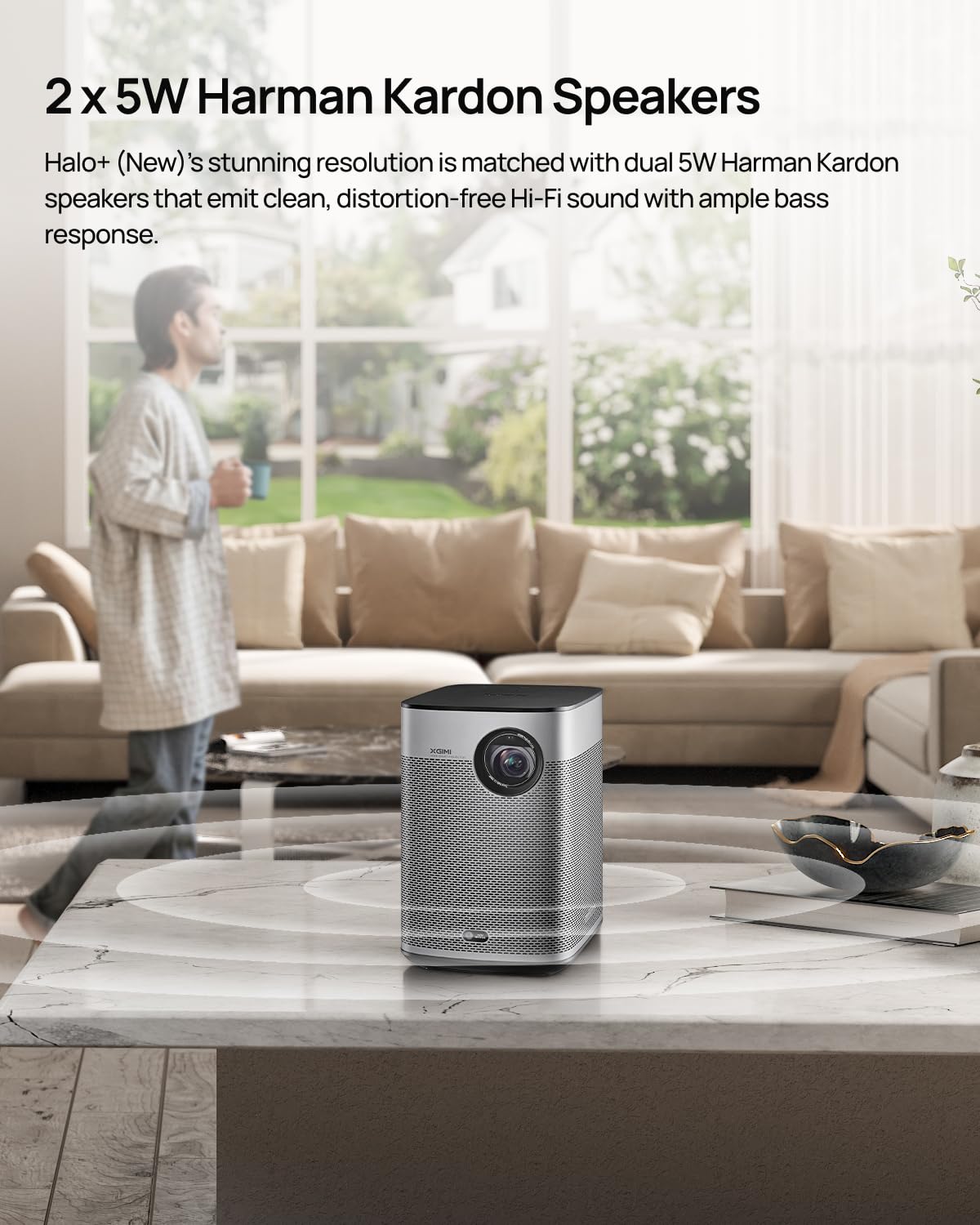 XGIMI Halo+ GTV NEW Portable Projector, Google TV with Licensed Netflix, 700 ISO Lumens, 2 x 5W Harman Kardon Speakers, Auto Focus, ISA, Wi-Fi, Built-in Battery with 2.5 Hours Playtime