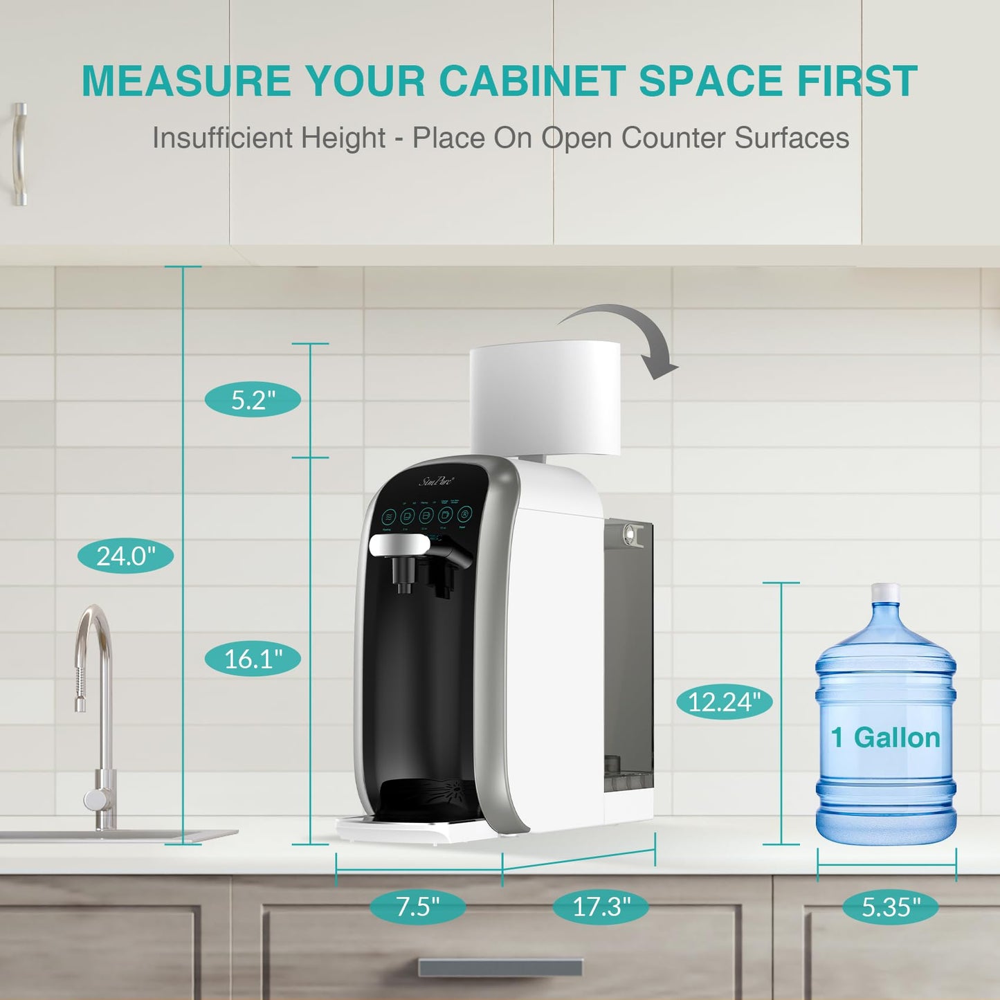 SimPure Y7P-BW UV Countertop Reverse Osmosis Water Filter, NSF/ANSI 58 Certified, 5 Stage RO Water Filtration System, Water Purifier for Home, 4: 1 Pure to Drain, BPA Free (No Installation Required)