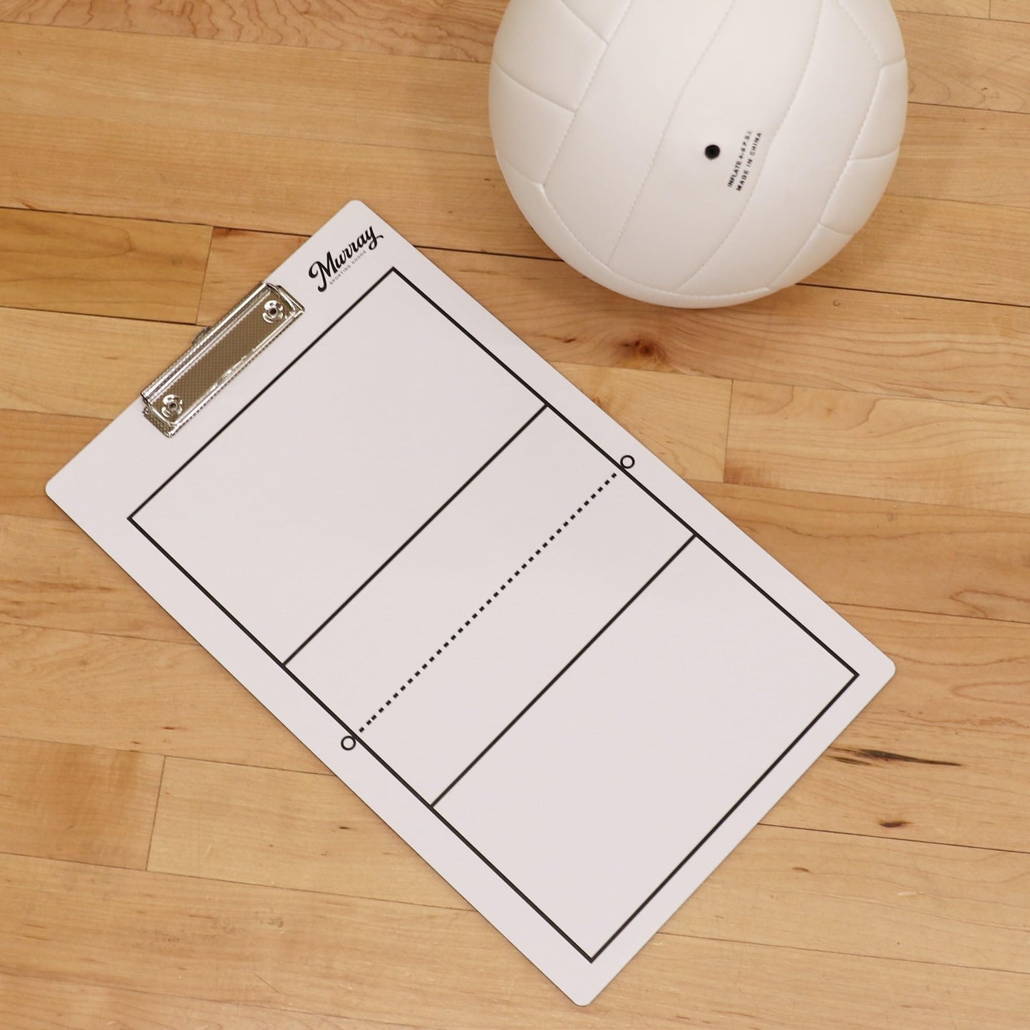 Murray Sporting Goods Dry Erase Coaches Clipboard | Double-Sided Dry Erase White Board (Volleyball)