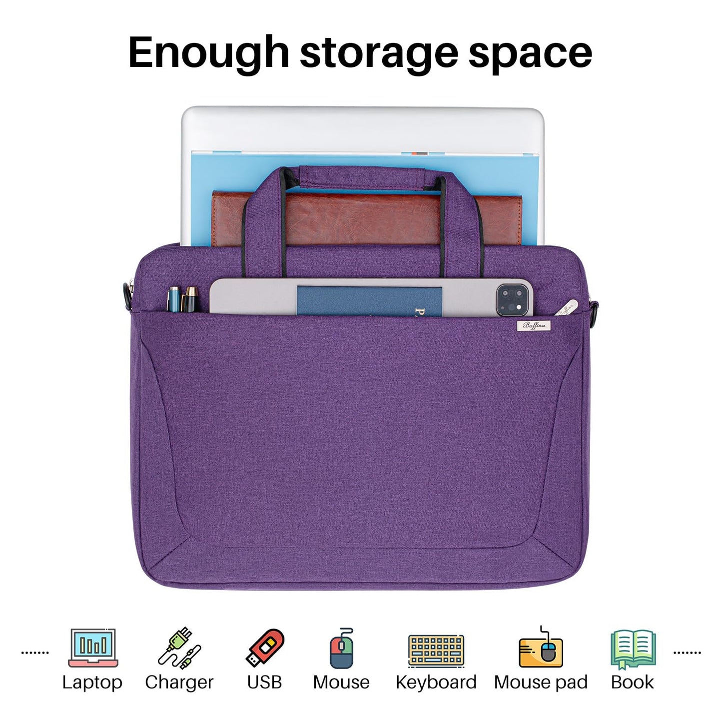 BAFFINA 17 17.3 Inch Laptop Shoulder Bag for Men Women,Waterproof Computer Carrying Case Messenger Bag with Strap for 17-18" HP Dell,Laptop Briefcase for Office business Travel College School,Purple
