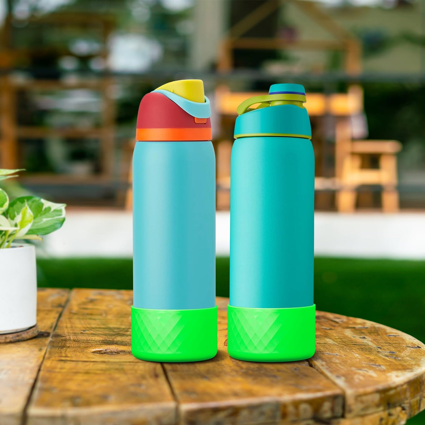 Alwenid 2PCS Silicone Water Bottle Boot for Owala 40 Oz, Anti-Slip Protective Sleeve Bottom Bumper Protector for FreeSip, Twist, and Flip Stainless Steel Water Bottles (Bright Green)