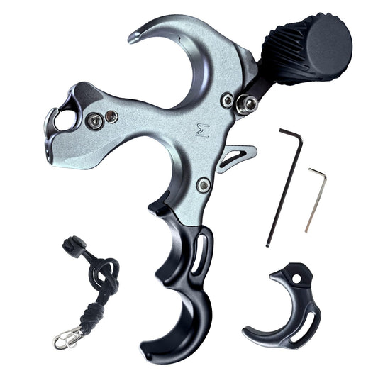 Compound Bow Aid Releaser with Wrist Straps and Adjustment Tool,Archery Release Aids with 3&4 Thumb Release Adjustable,Aluminum Alloy Aids.for left and right Handers. (Grey)