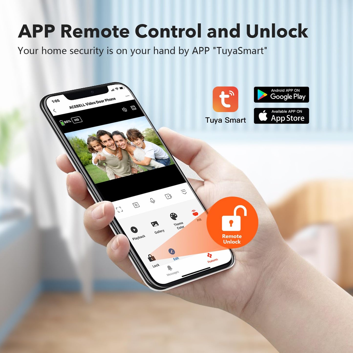 ACEBELL Wireless WiFi Video Doorbell Intercom System, 1080P Video Doorbell Camera with Monitor Wireless, Video Door Phone with 7''Touch Screen, Motion Detection, No Monthly Fees, APP Remote Control