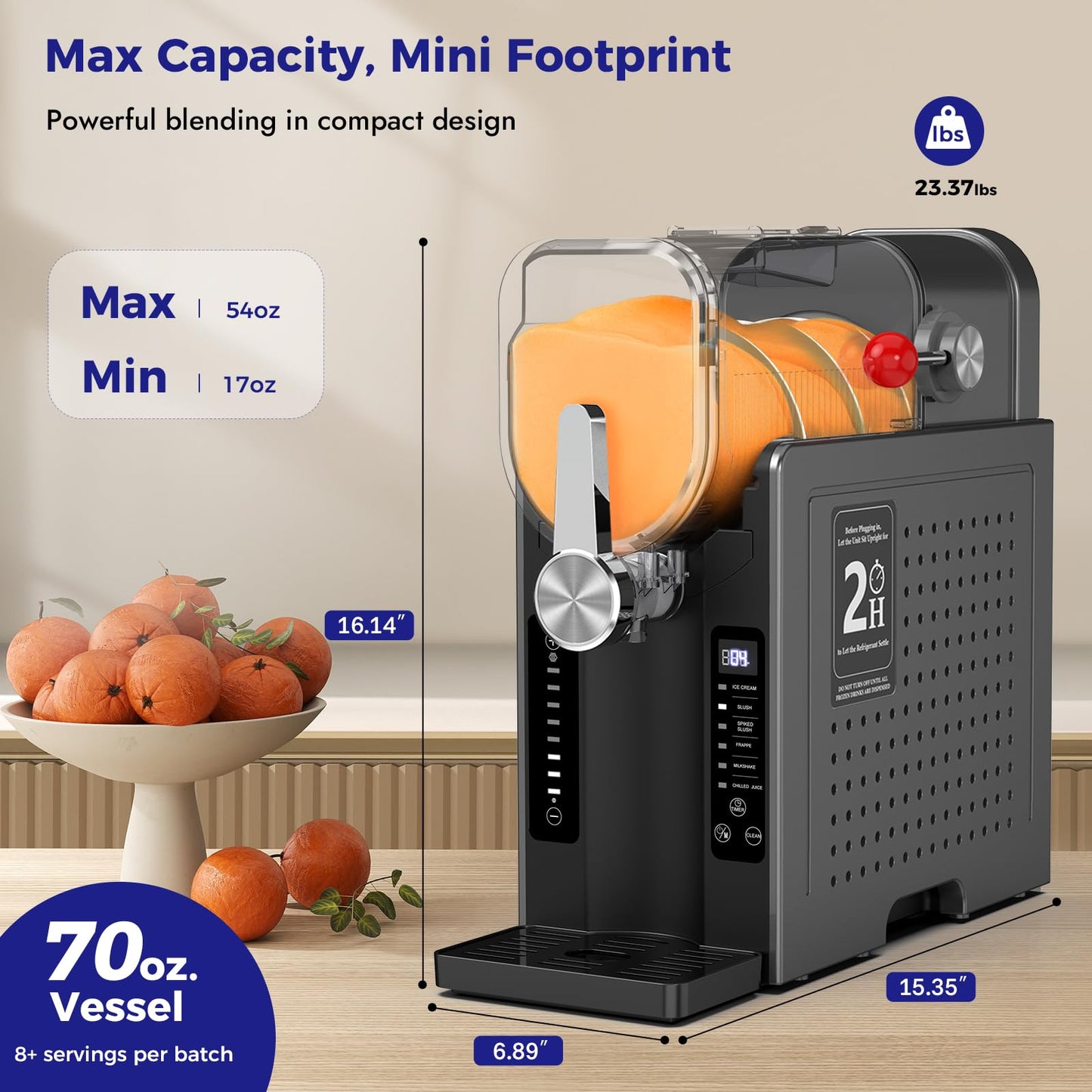 Oylus No-Ice-Needed Slushie Machine for Home - 70 oz Self-Cleaning Frozen Drink Maker with One-Touch Reservation & 6 Preset Programs, for Frozen Margaritas, Milkshakes, Frappés, Slushies & Parties