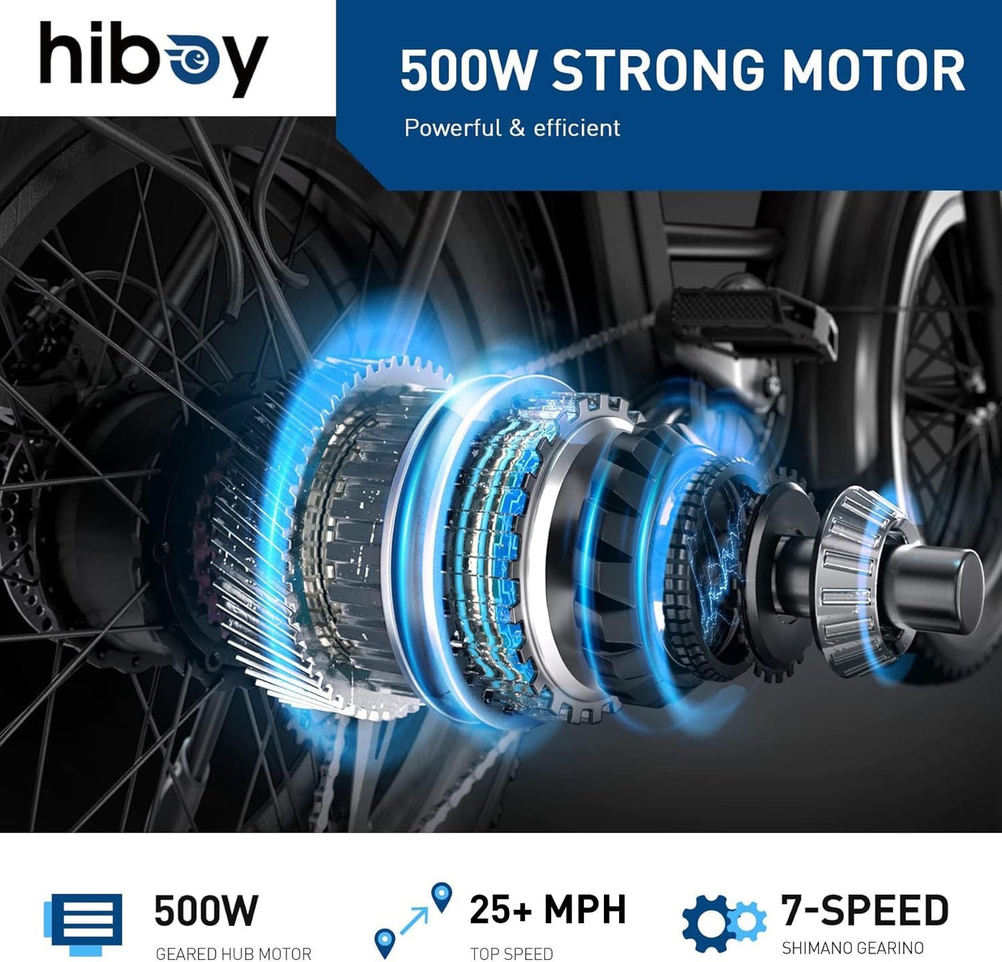 Hiboy EX6 Electric Bike for Adults with 960W Peak Motor, 25mph Max Speed, 720WH Removable Battery Ebike, 20" Electric Bicycle with Shimano 7 Speed and Front Suspension