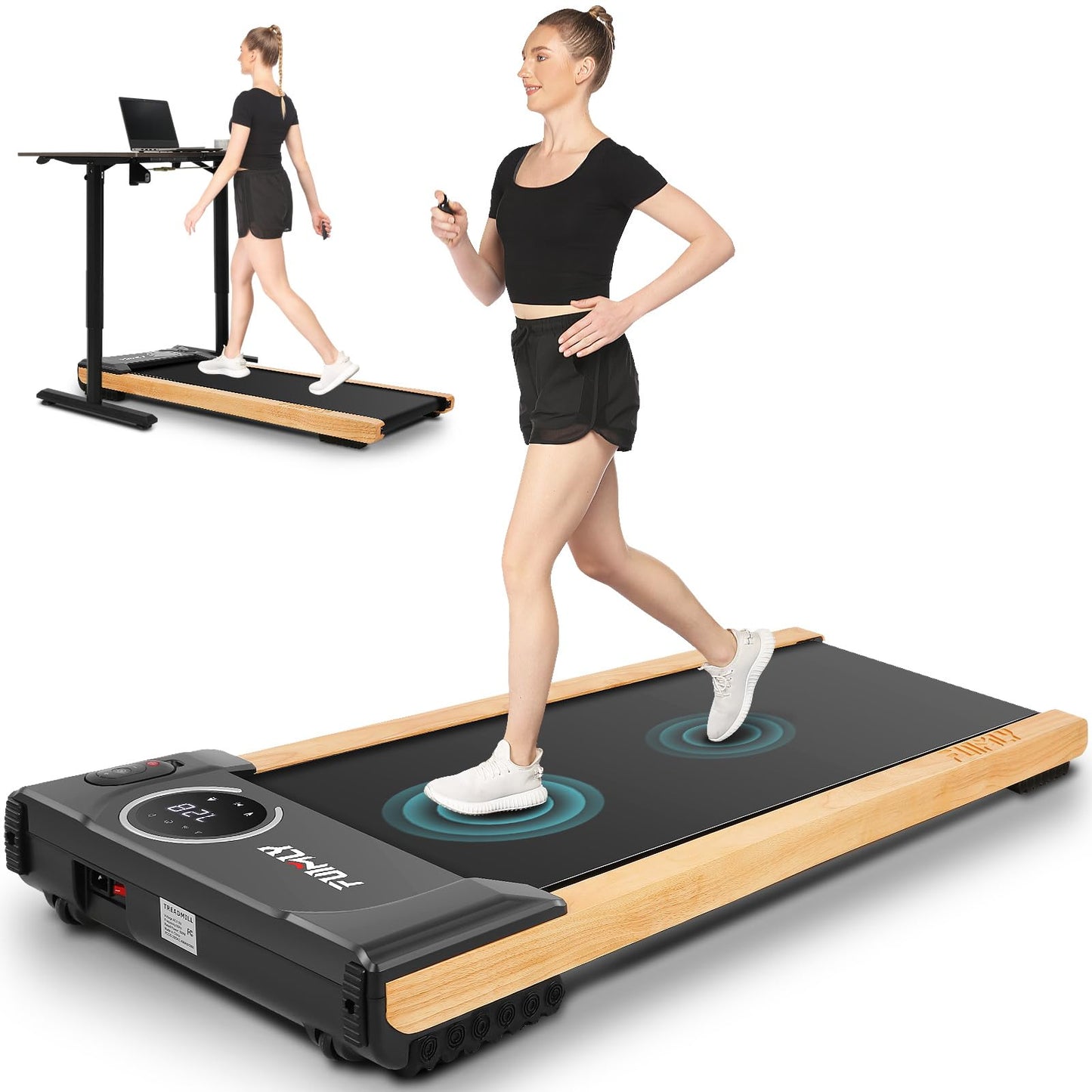 FUNMILY Walking Pad Treadmill with Incline, Portable Under Desk Treadmills for Home 300 lbs Weight Capacity, 2.5HP Quiet Electric Jogging Running Machine with Remote Control and LED Display