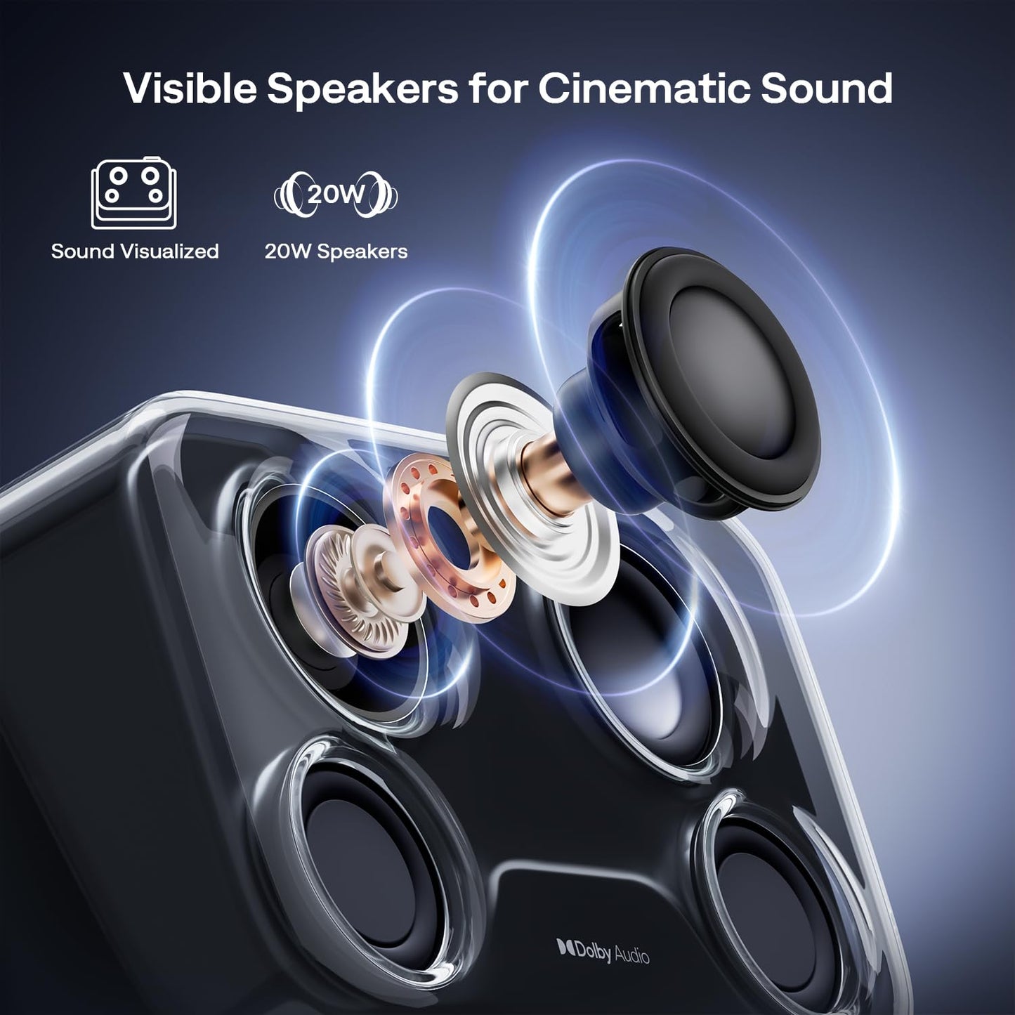 Aurzen BOOM mini Google TV 4K Supported Smart Projector with WiFi and Bluetooth, Outdoor & Home Movie Projector with 20W Speakers DoIby Audio, Real-Time Focus & Keystone, 500 ANSI Lumens, Black