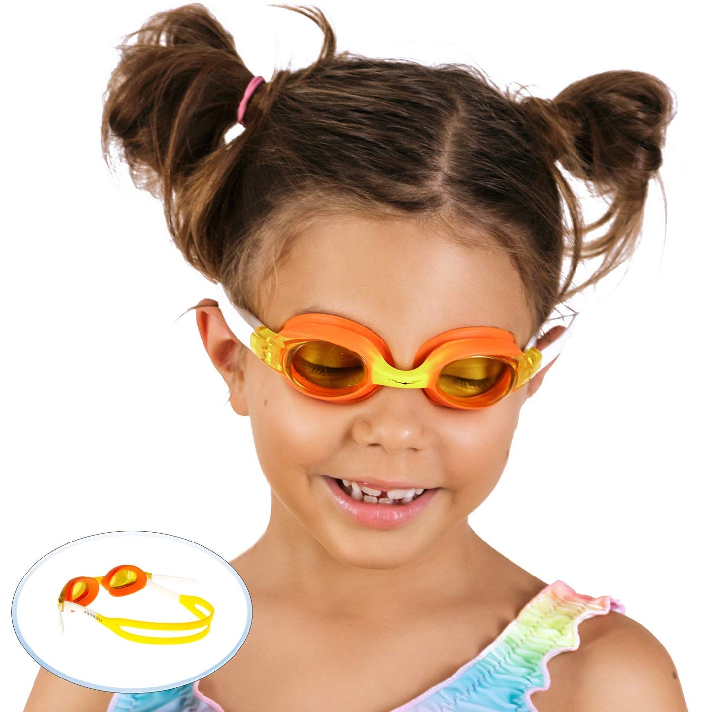AqtivAqua Kids Swim Goggles Swimming Goggles for Kids Youth Childrens Boys Girls - Mirror Lenses (Black Color)