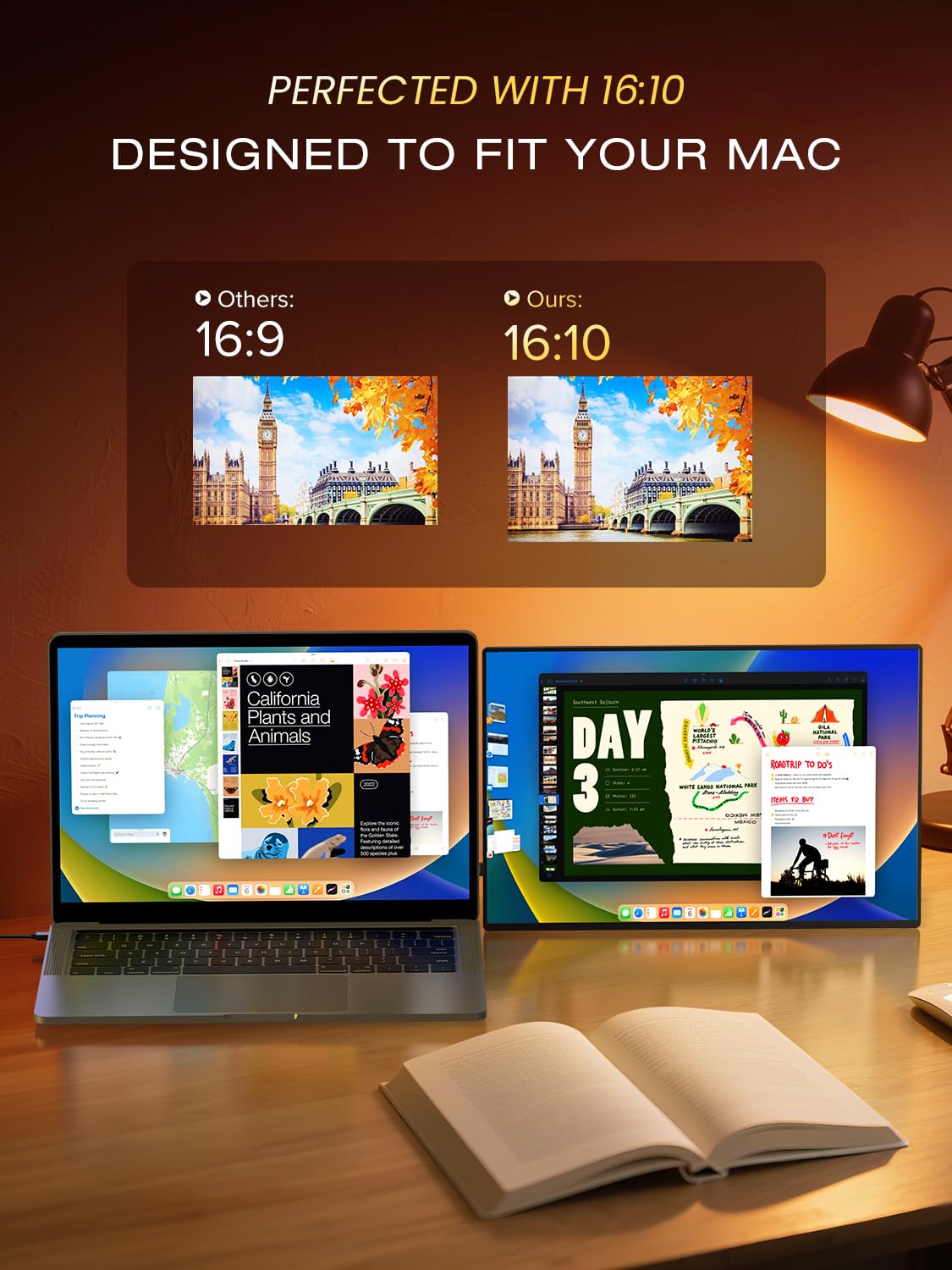 UPERFECT Mini LED Portable Monitor 14" 2.5K | 1500 Nits | 2560x1600 | 10000:1 Contrast | 1ms Freesync Portable Monitor for Laptop w/Stand & VESA, Slim Travel Screen for PC Phone Game Consoles