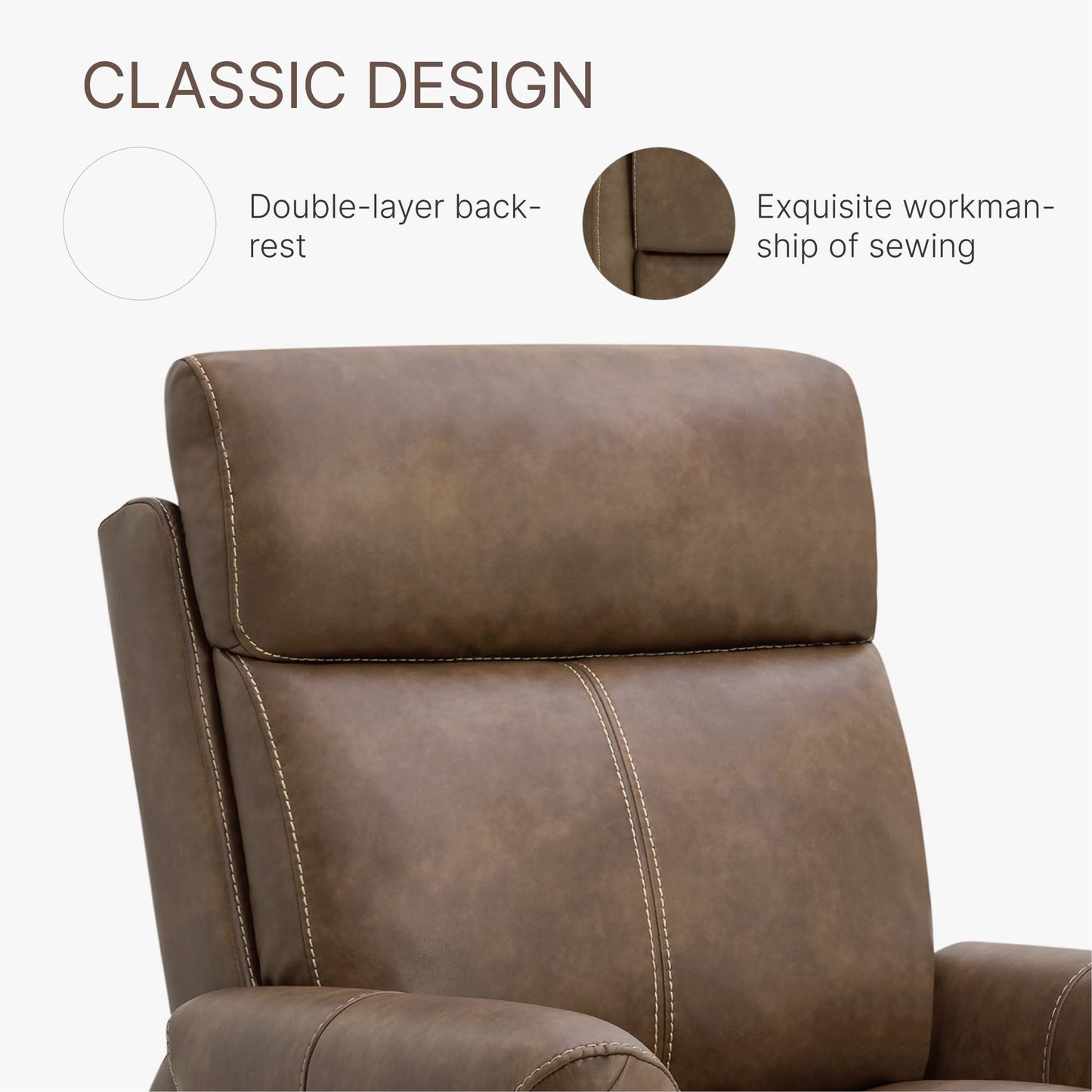 KISLOT Leather Recliner Chair for Adults Wall Hugger RV Recliner with USB Charging Ports Electric Power Reclining Sofa for Living Room Home Theater Seating Bedroom