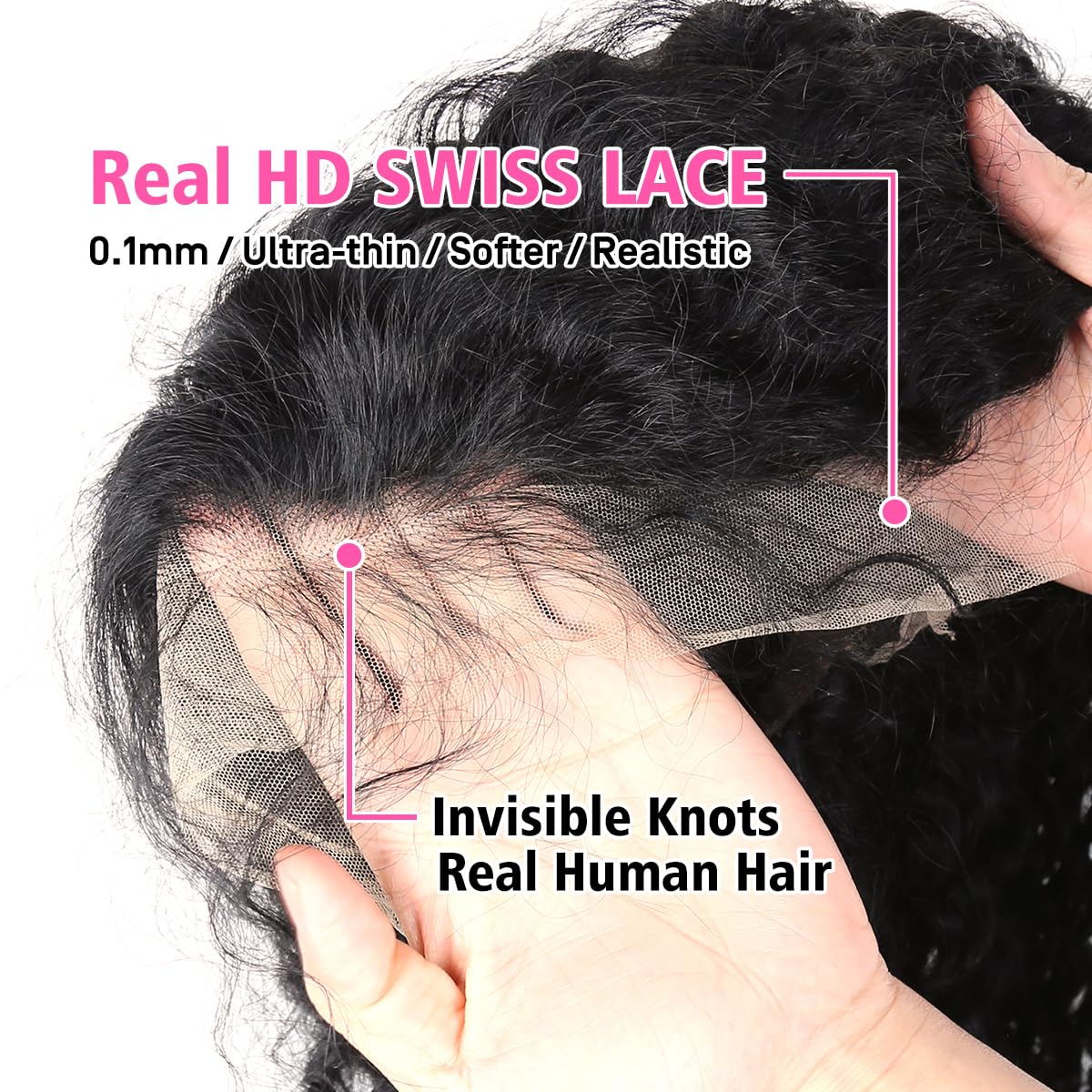 BAFUWIG Curly Human Hair Wig Deep Wave Lace Front Wigs Human Hair Wig 13x6 180% Density 20 Inch HD Lace Front Wigs Pre Plucked with Baby Hair Natural Black Wig For Women