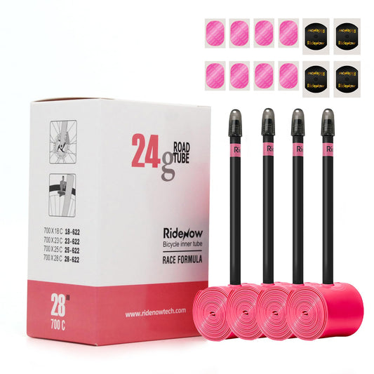 RideNow TPU Inner Tube, 4-Pack 700×18c-32c Road Bike Inner Tube with 85mm Presta Valves, Ultra-Light 24g & Puncture Resistant Bicycle Inner Tube(Include Bike Inner Tire Patch Repair Kits)