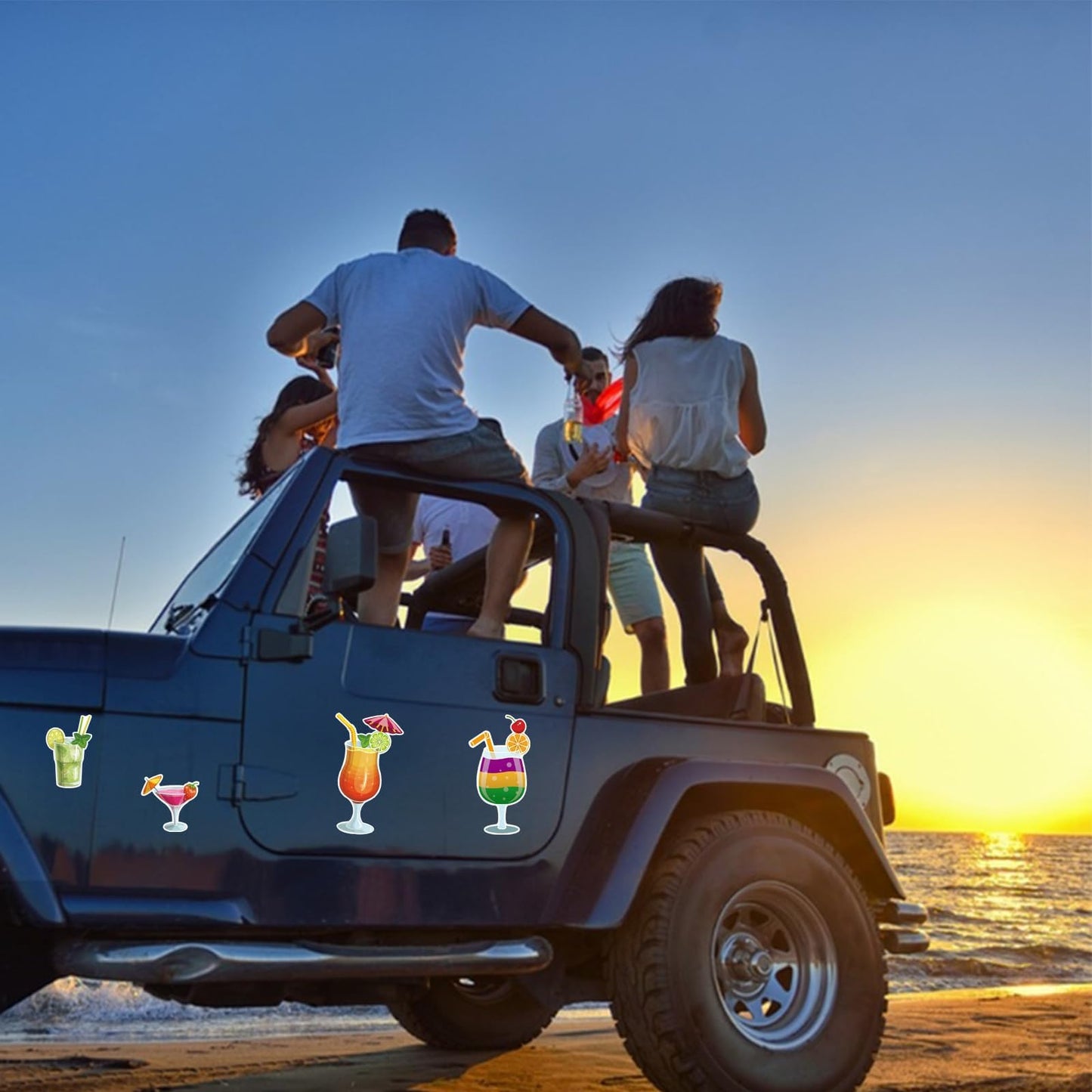 10 Pcs Cruise Door Magnets with 3 Pcs Paint Pen Summer Fruit Drink Cocktail Magnet Tropical Door Decorations Party Car Cabin Refrigerator