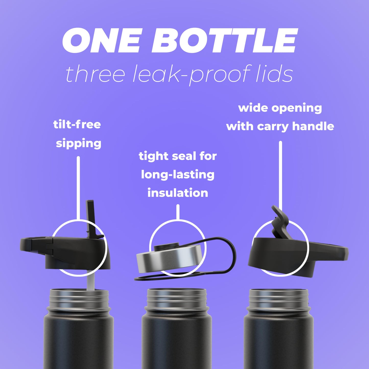 IRON °FLASK Camping & Hiking Hydration Flask, Wide Mouth, 3 Straw Lids, Stainless Steel Outdoor Water Bottle, Double Walled, Insulated Thermos, Metal Canteen - Dark Pine, 18 Oz
