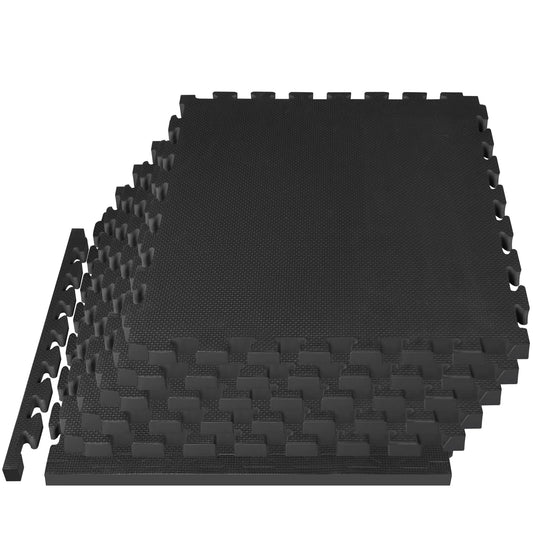 Mat Block Interlocking Foam Tiles Puzzle Mats for Floor 24 SQ FT, 3/4 inch, 6 Tiles, EVA Gym Mat Flooring Exercise Equipment Mat for Home Gym Equipment,APM101BK, Black