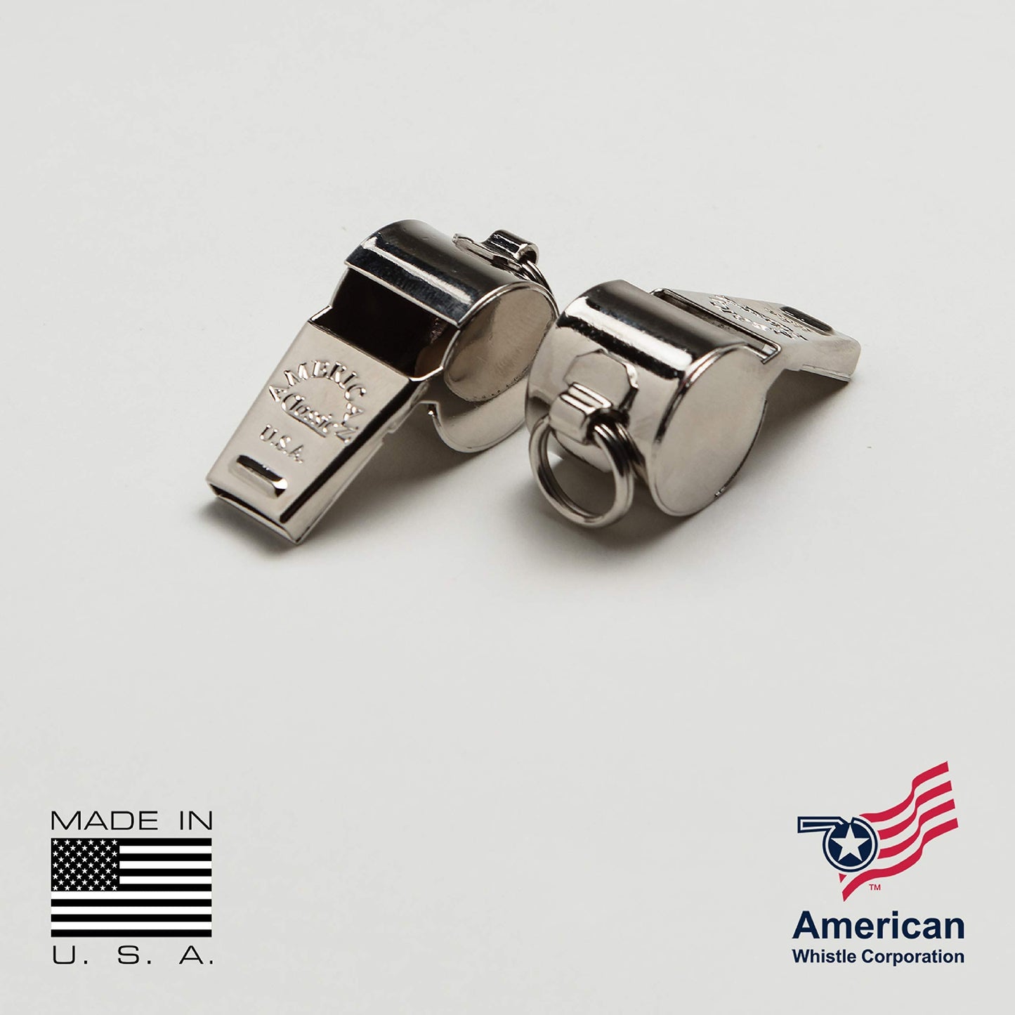 American Whistle Corporation American Classic Whistle - 126 db Solid Brass Whistle with Lanyards and Safe-T-Tip - Made in America (Yellow)