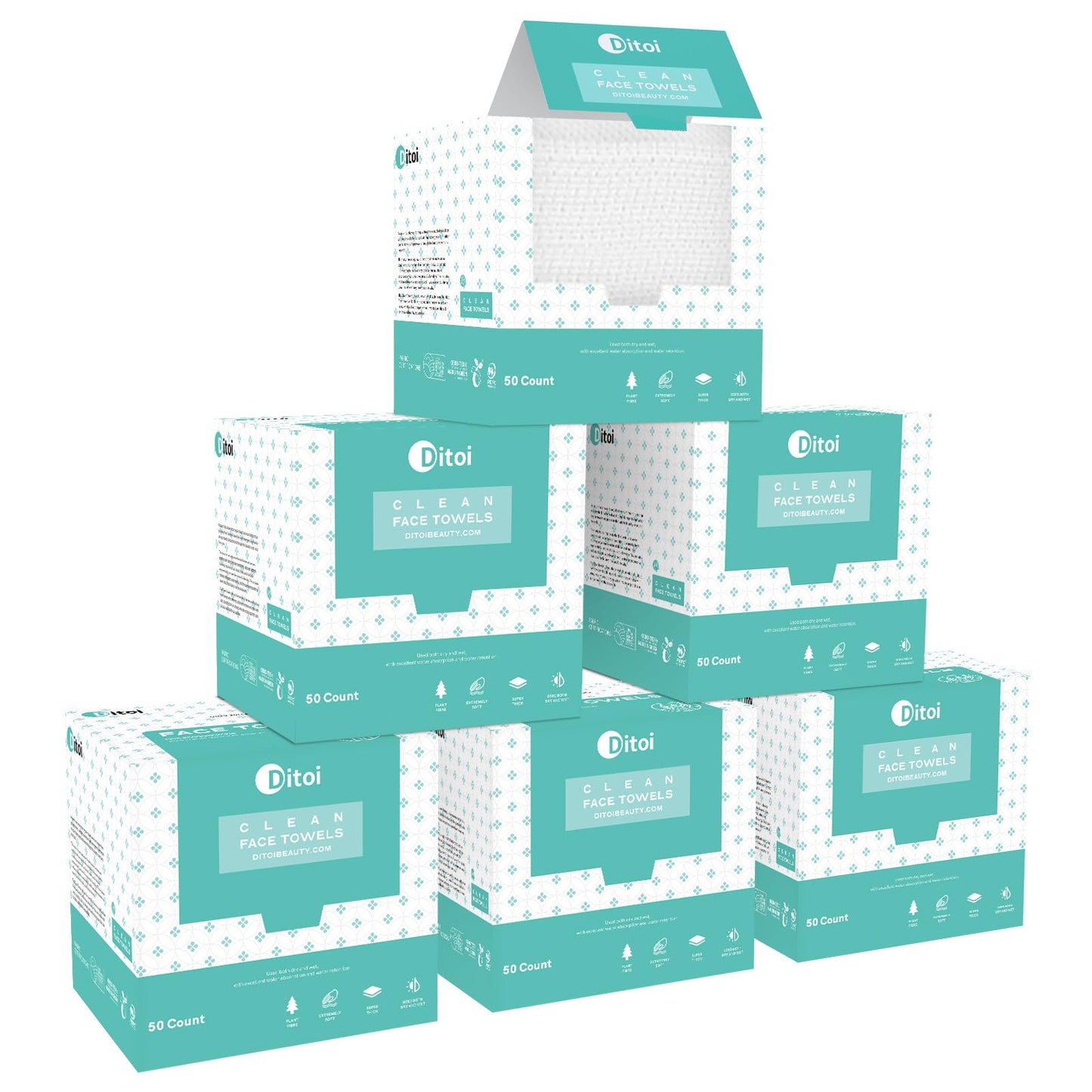 Face Towels, 10"×12" Disposable Face Towel, Face Towelettes XL, Ultra Soft Makeup Remover Dry Wipes, Thick Face Towel for Sensitive Skin, 50 Count (1 Pack)