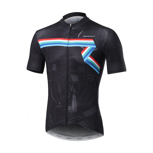BERGRISAR Cycling Jersey Mens Bike Shirts Short Sleeve Bicycle Biking Clothes with Pockets Reflective Black Size X-Large