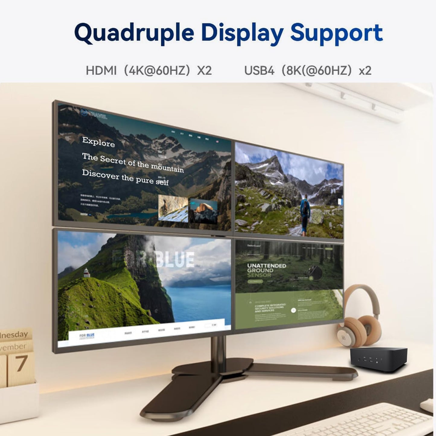 Reatan Mini Gaming PC AMD Ryzen 9 7940HS(up to 5.2GHz) 64GB DDR5 2TB SSD 5600 MHz RAM, Desktop Mini Computers, Radeon 780M Graphics,Quad Display 2.5Gbps LAN, HDMI 2.1, 8K USB 4.0 Wi-Fi 6E/BT5.3