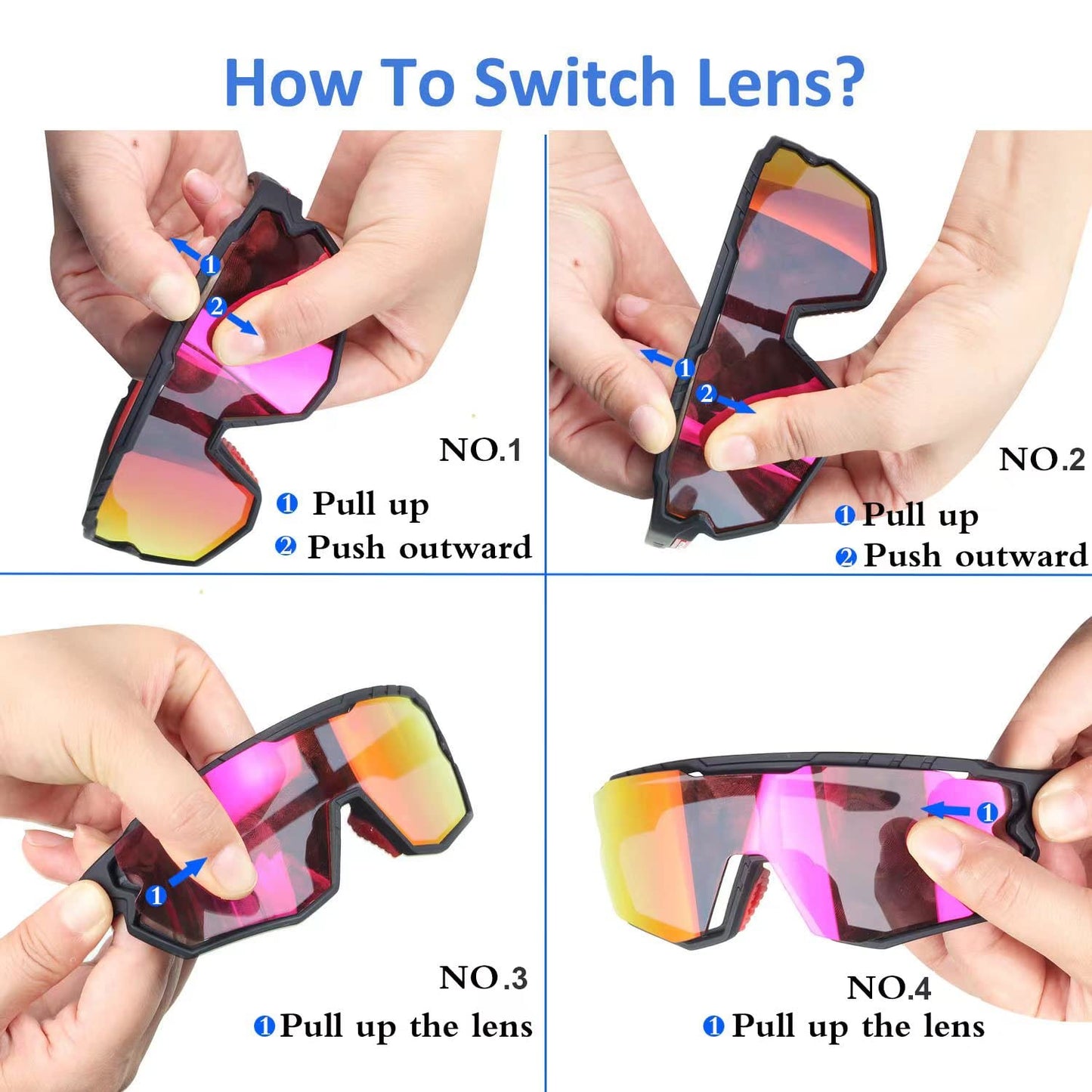 GIEADUN Sports Sunglasses Polarized Cycling Glasses Adults and Youth softball Glasses Baseball,Fishing, Ski,Golf(blue pink)
