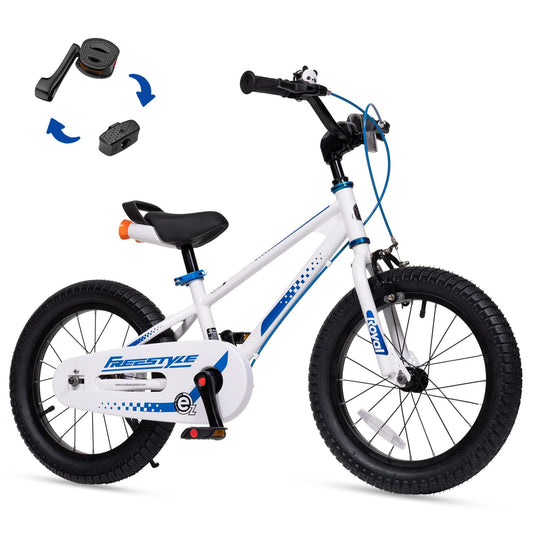 Royalbaby EZ Toddlers Kids Bike, 14 Inch Balance & Pedal Convertable Bicycle, Beginners Learning Bike for Boys Girls Ages 3-5 Years, 14" Wheel White