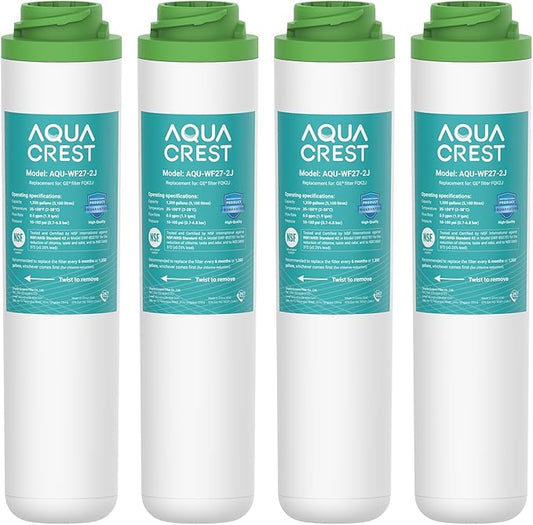 AQUACREST FQK2J Under Sink Water Filter, Replacement for GE FQK2J, FQK1K, 1350 Gallons Dual Flow Drinking Water Replacement Filters (4 Count)
