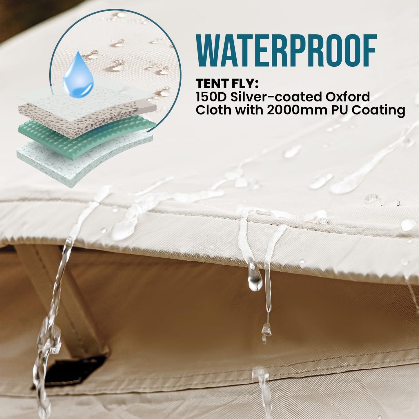 TAILI Inflatable Blow Up Tent for Camping with Hand Pump for 4-6 Person, Easy Setup Outdoor Inflatable Oxford Waterproof Air Tent House for Family Camping Adult, Khaki