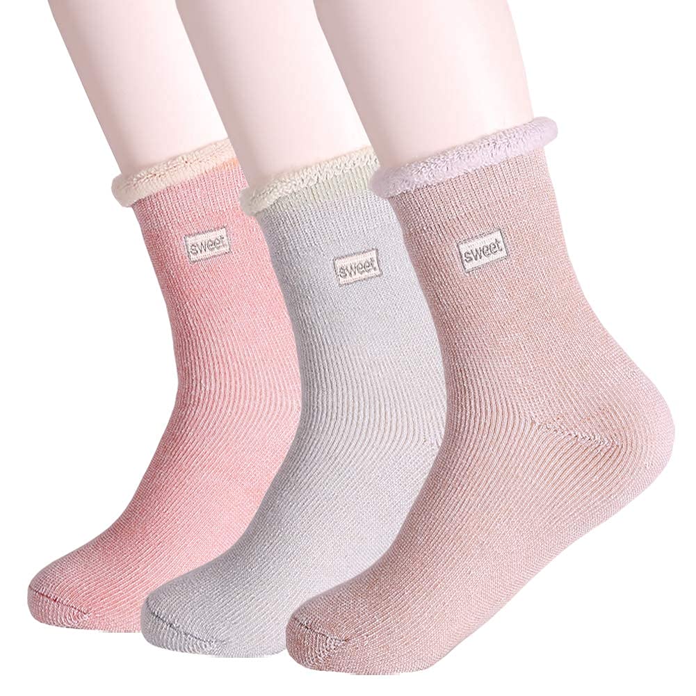Womens Super Thick Wool Socks - Soft Warm Comfort Casual Crew Winter Socks (Pack of 3), Multicolor