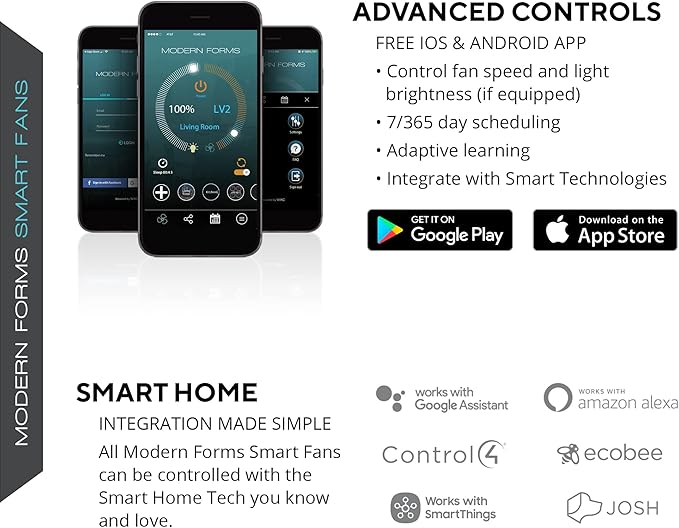 Skylark Indoor and Outdoor 3-Blade 54in Smart Flush Mount Ceiling Fan in Soft Brass Matte White Adjustable CCT 2700K-3000K-4000K-5000K LED Light Kit Remote Control works with Alexa, iOS or Android App