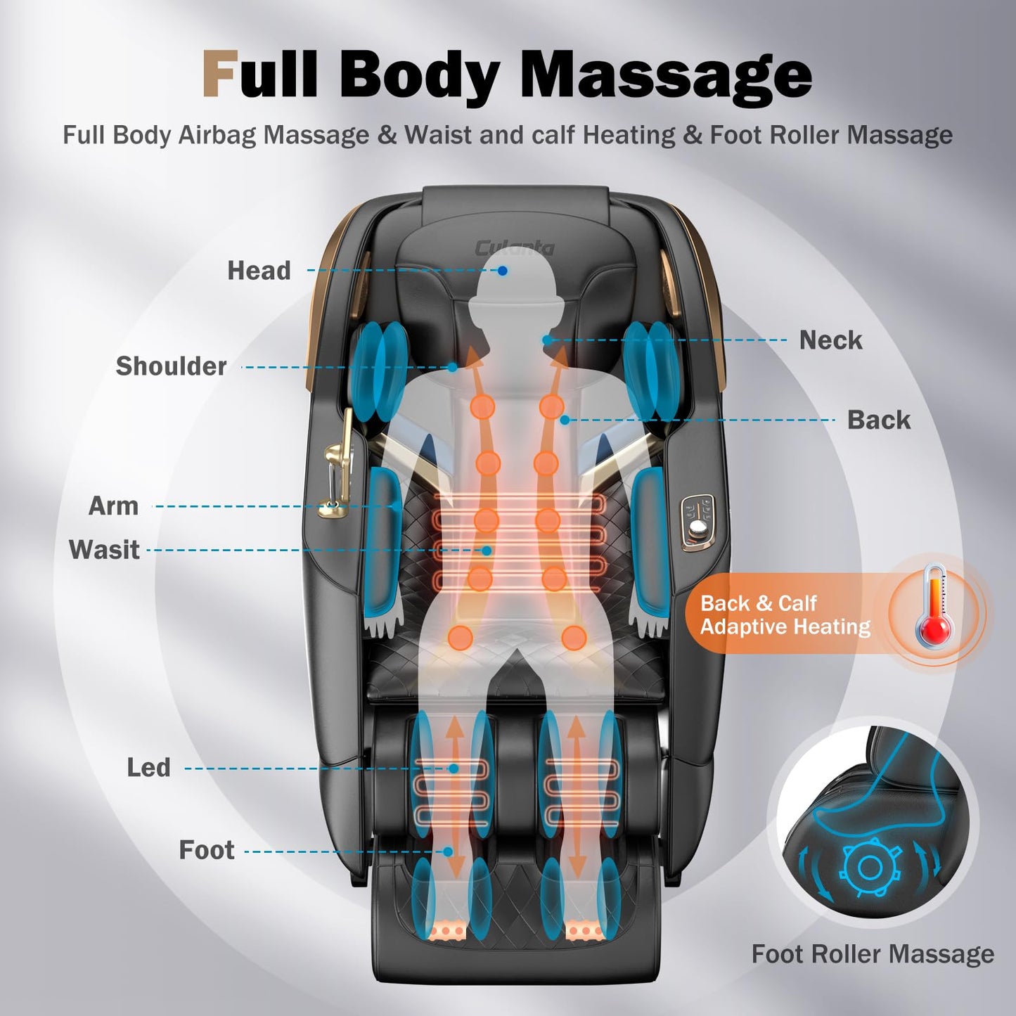 Culanta Massage Chair Full Body, Zero Gravity SL-Track Shiatsu Massage Recliner Chair with Body Scan, Airbags, Foot Rollers, Deep Yoga Stretch, Heating (U1-Black)