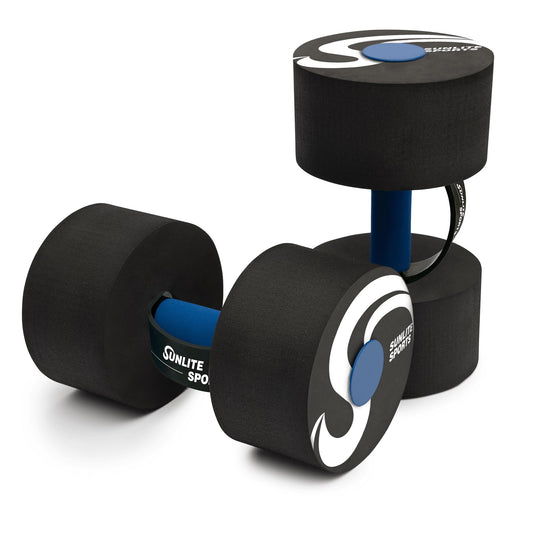 Sunlite Sports Water Weights Pool Exercise Dumbbells, Water Aerobic Equipment, High-Density EVA-Foam Dumbbell with Handle Strip, Aqua Therapy, Pool Fitness, Water Exercise, Set of 2