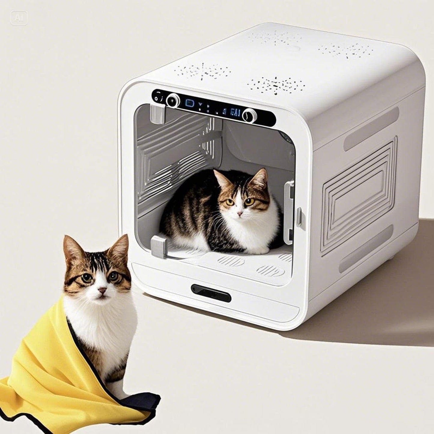 WENMEE Ultra-Quiet Pet Dryer Box for Cats & Small Dogs, Low-Noise Dog Hair Dryer with Mechanical Knob Temperature Control