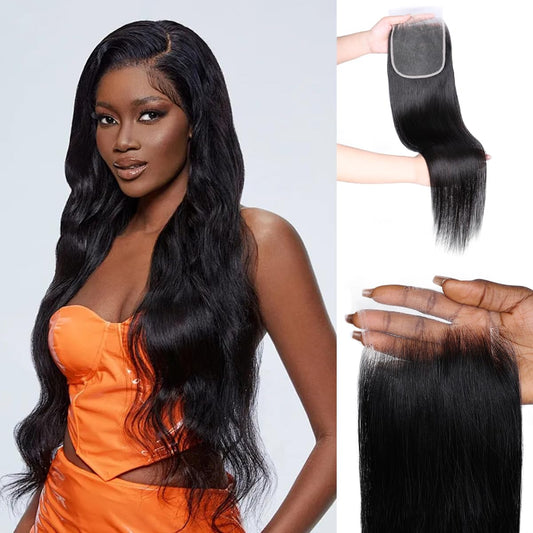 Anknia SKINLIKE 5x5 Real HD Lace Closure Human Hair Straight Invisible HD Lace Closure Single Knots 0.1mm Ultra-thin Pre Plucked Natural Hairline 20 Inch (Natural Black- 5x5 HD Lace Closure, 20 Inch)