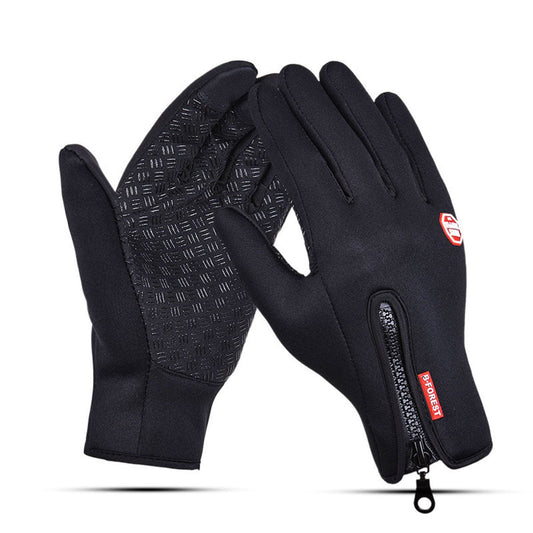 Lyna Cycling Skiing Skating Gloves, Adjustable Waterproof Touchscreen Bike Gloves in Winter Outdoor for Men or Women (S), Black