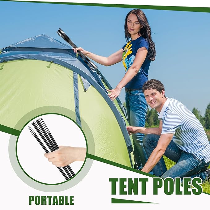 Fiberglass Tent Poles Replacement Pre Assembled Black Tent Pole Tent Replacement Parts Camping Poles for Hiking Outdoor Camping Backpacking Tent