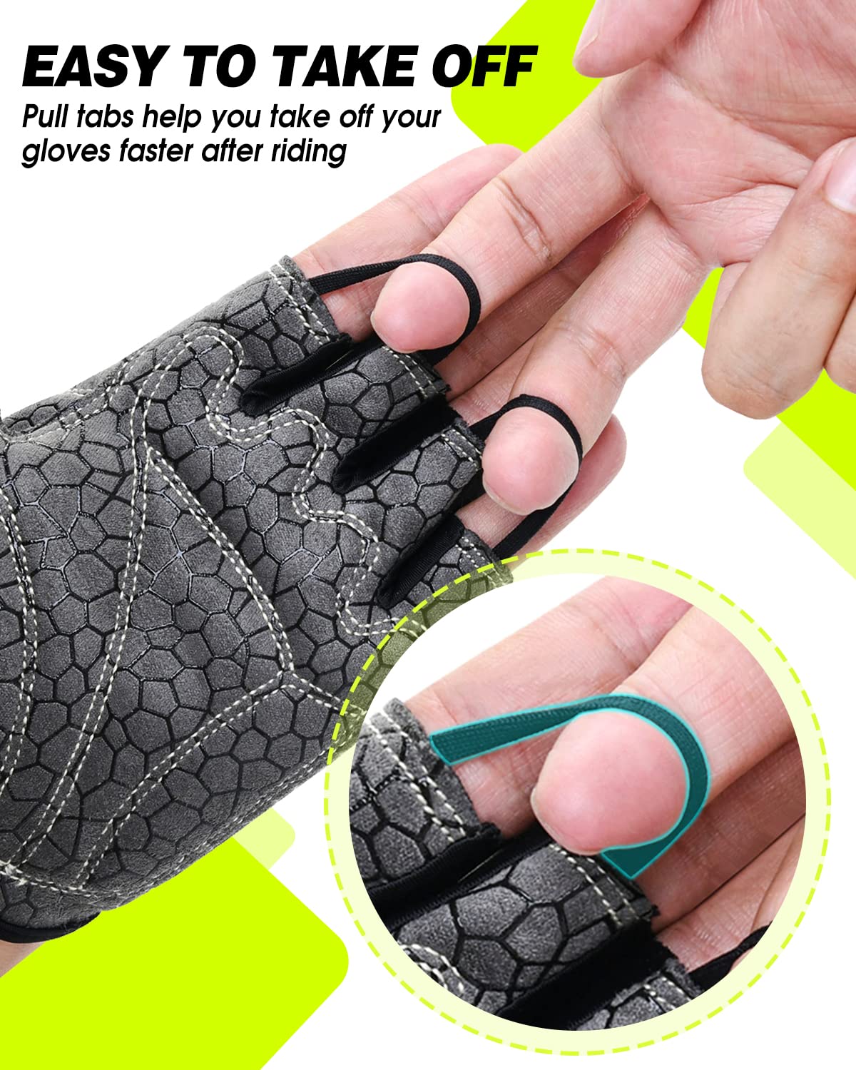 Tanluhu Cycling Gloves Mountain Bike Gloves Half Finger Road Racing Riding Gloves Breathable Shock-Absorbing Biking Gloves for Men and Women (Blue, XL)