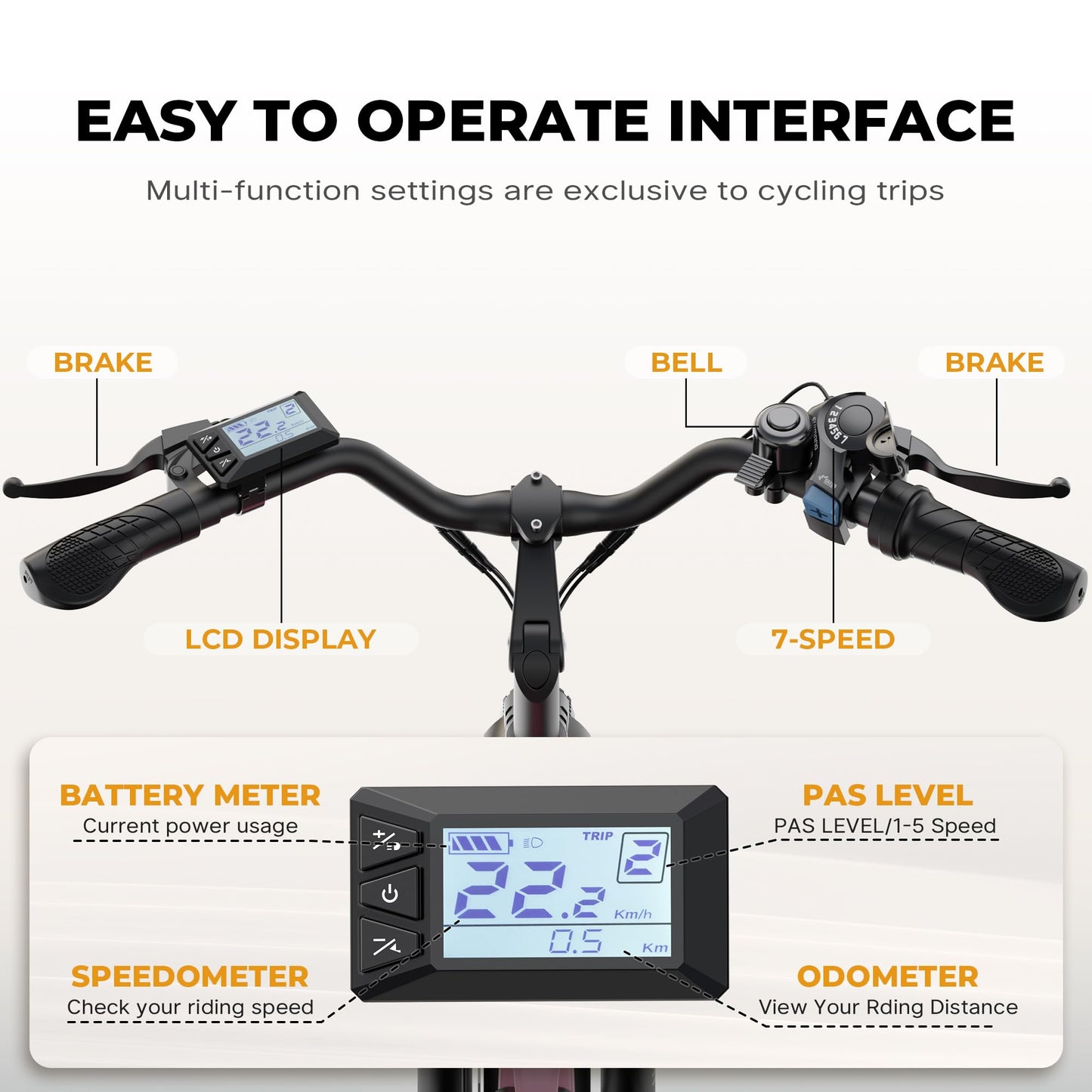 VARUN Electric Bike - 500W Electric Bicycle Up to 40Miles, 48V Removable Lithium Battery, Shock Absorber, 7-Speed and Dual Disc Brakes,Stylish 26" Cruiser E-Bike Suitable for Commuting