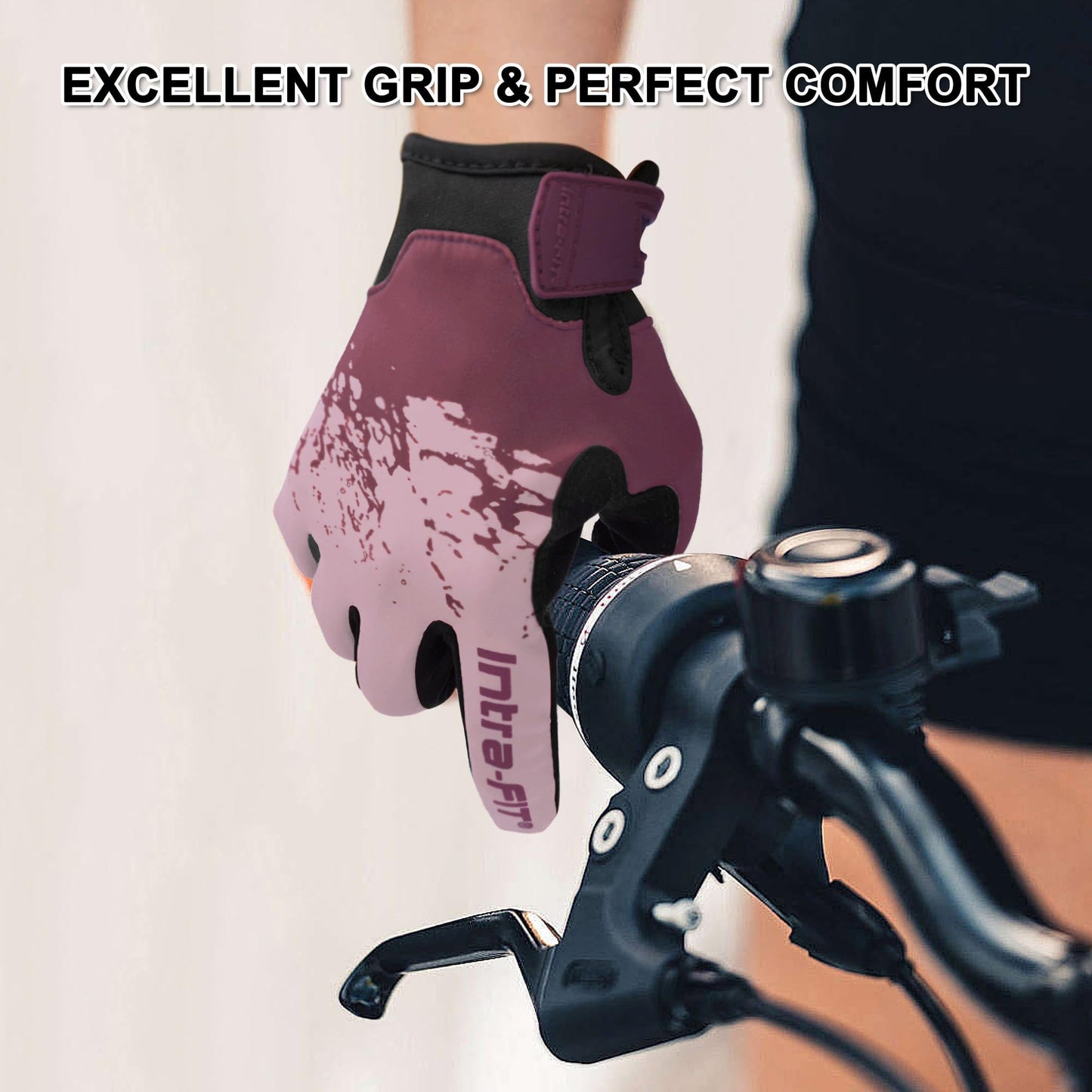 Intra-FIT Cycling Gloves for Men Women, Bike Riding Gloves Biking Gloves, Touch Screen, Breathable and Lightweight Road Racing Bicycle Gloves for Outdoor Sports (Purple, Small)