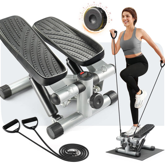Ktaxon Mini Stepper Stair Stepper, Steppers for Exercise with 330LB Weight Capacity, Workout Equipment for Total Body Workout with Multiple Stability Design, Widened Foot Plate and Floor Mat(Dark)