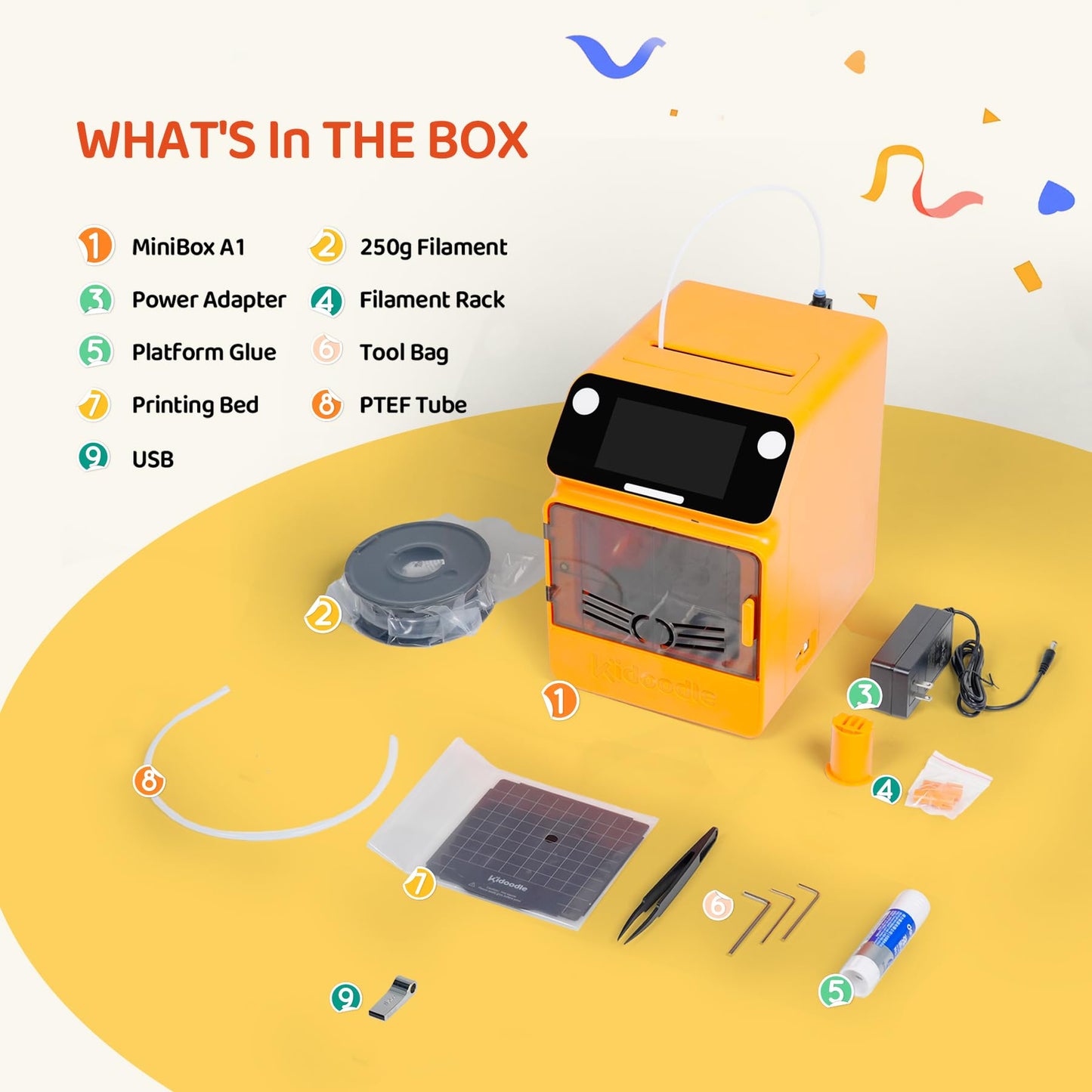Kidoodle Mini 3D Printer for Kids & Beginners, 600mm/s High Speed Printing, Auto-Leveling/Child-Safe Design/5" Touch Screen, Pre-Assembled with Wi-Fi/App Control, Easy Setup for Home/School