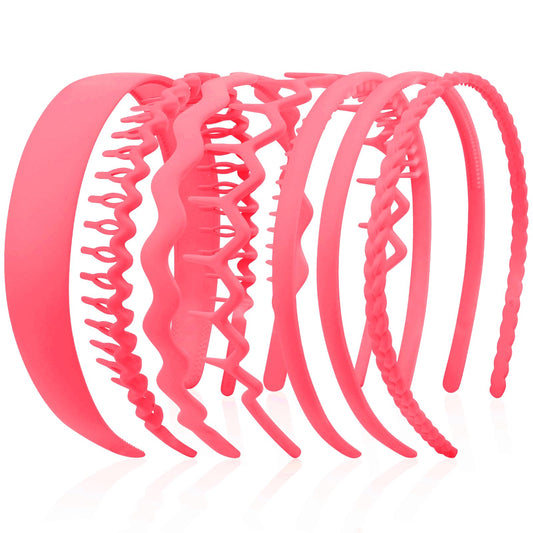 AHONEY 7 Pack Headbands for Girls Women Headbands with Teeth Non Slip Hairbands for Women's Hair Accessories for Girls Comb (Watermelon red)