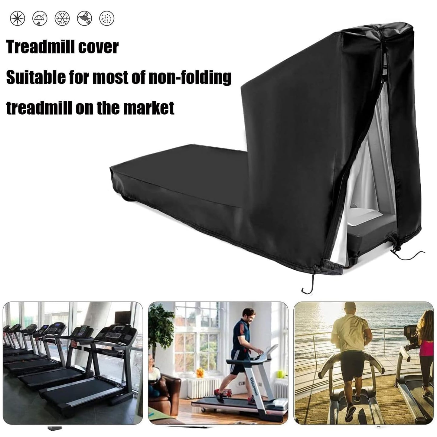 Rilime Treadmill Cover,Treadmill Cover Waterproof Outdoor Protective Cover, Dustproof Treadmill Covers with Zipper for Home Gym Indoor Outdoor(81" L x 37" W x 67" H)
