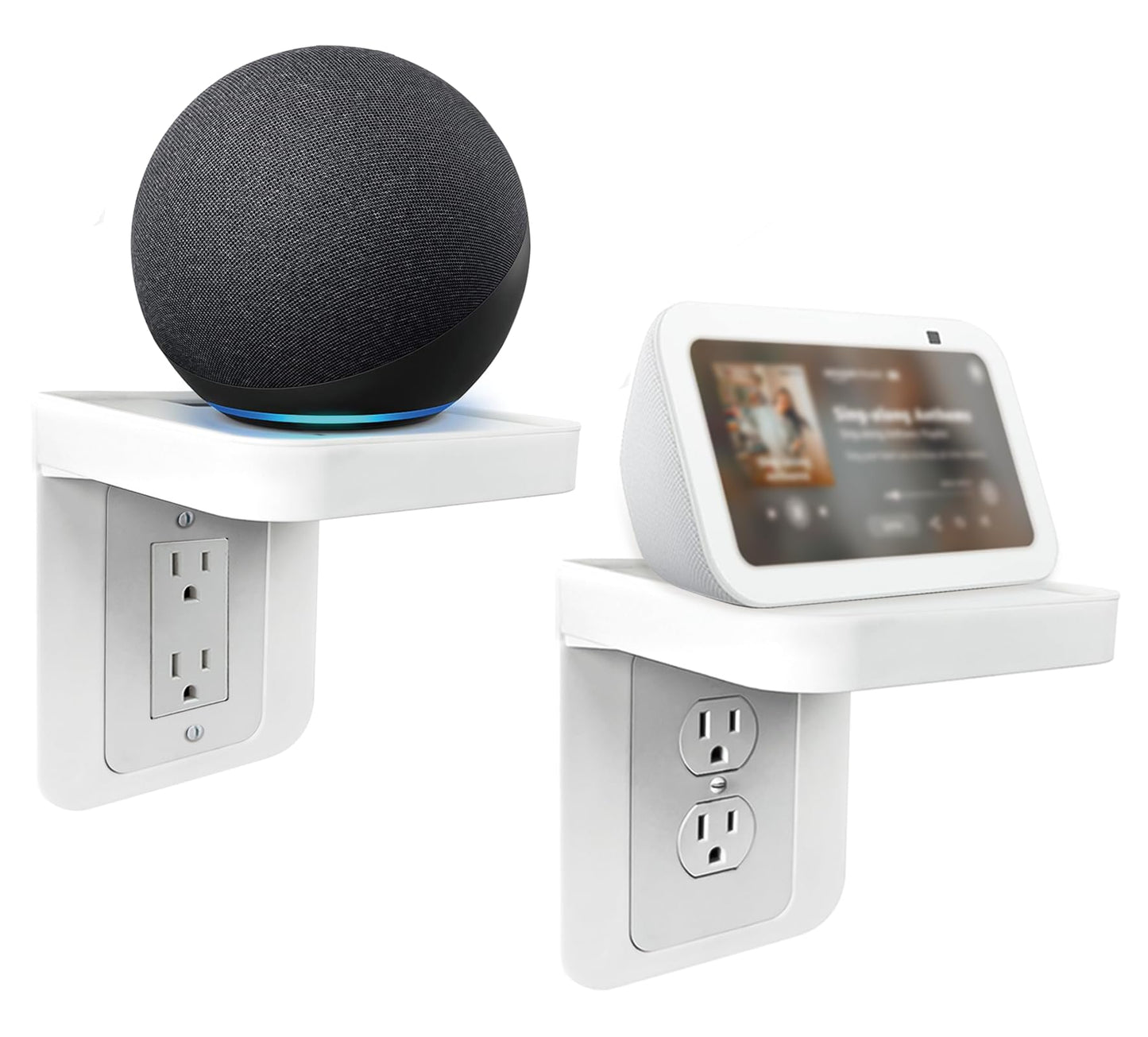 Outlet Shelf, 2Pack Bathroom Wall Holder with Built-in Cable Management, Decora/Standard Outlet Shelf Wall Holder for Kitchen Organization,Space Saving Solution for Smart Home Decor, Phones, Speaker